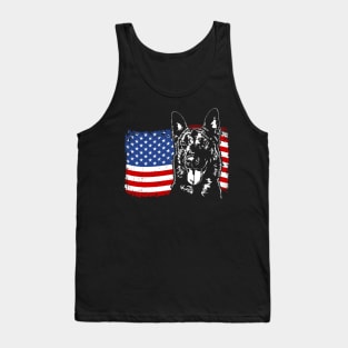 Proud Belgian Malinois American Flag patriotic gift dog Tank Top